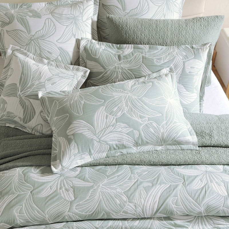 Platinum Collection Grace Sage Polyester Cotton Jacquard Quilt Cover Set King Payday Deals