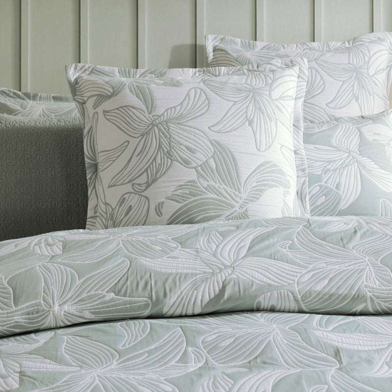 Platinum Collection Grace Sage Polyester Cotton Jacquard Quilt Cover Set King Payday Deals