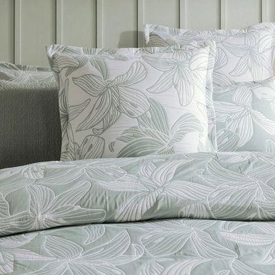 Platinum Collection Grace Sage Polyester Cotton Jacquard Quilt Cover Set Super King Payday Deals