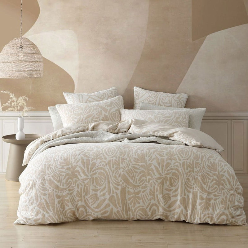 Platinum Collection Haven Caramel Polyester Cotton Jacquard Quilt Cover Set King Payday Deals