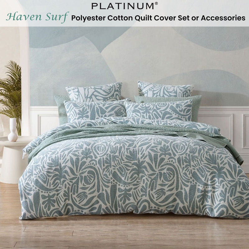 Platinum Collection Haven Surf Polyester Cotton Jacquard Quilt Cover Set King Payday Deals