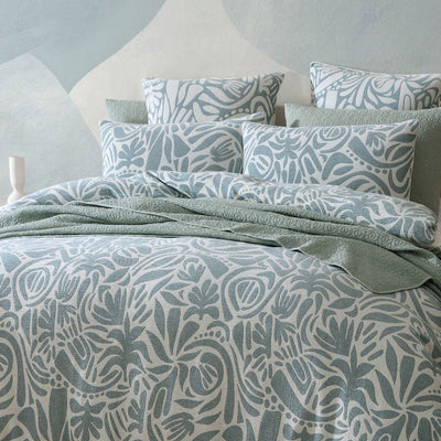 Platinum Collection Haven Surf Polyester Cotton Jacquard Quilt Cover Set King Payday Deals