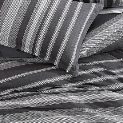 Platinum Collection Hunter Charcoal 100% Cotton Seersucker Quilt Cover Set King Payday Deals