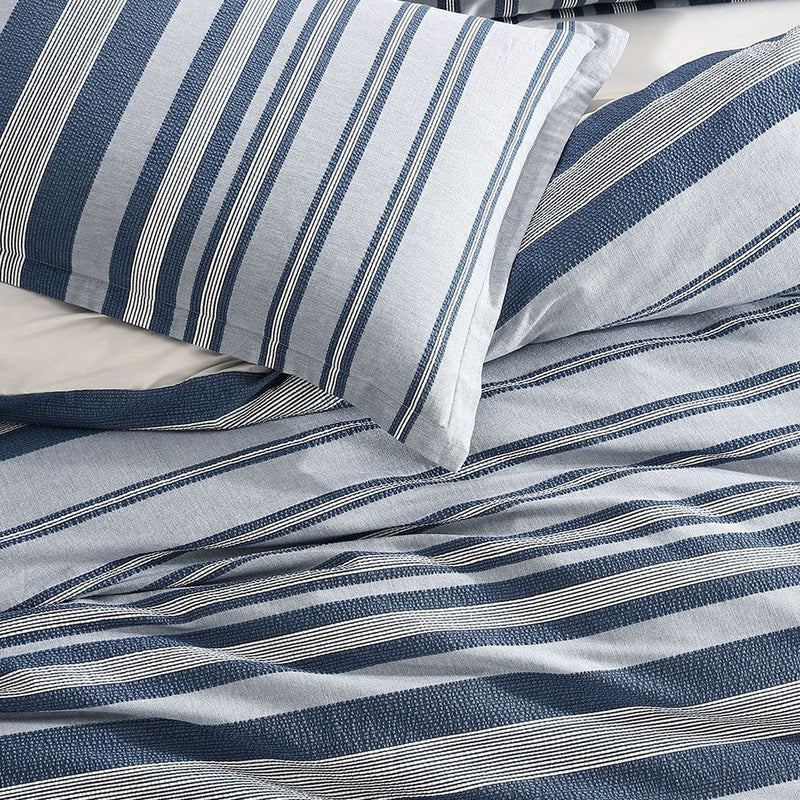 Platinum Collection Hunter Indigo 100% Cotton Seersucker Quilt Cover Set Super King Payday Deals