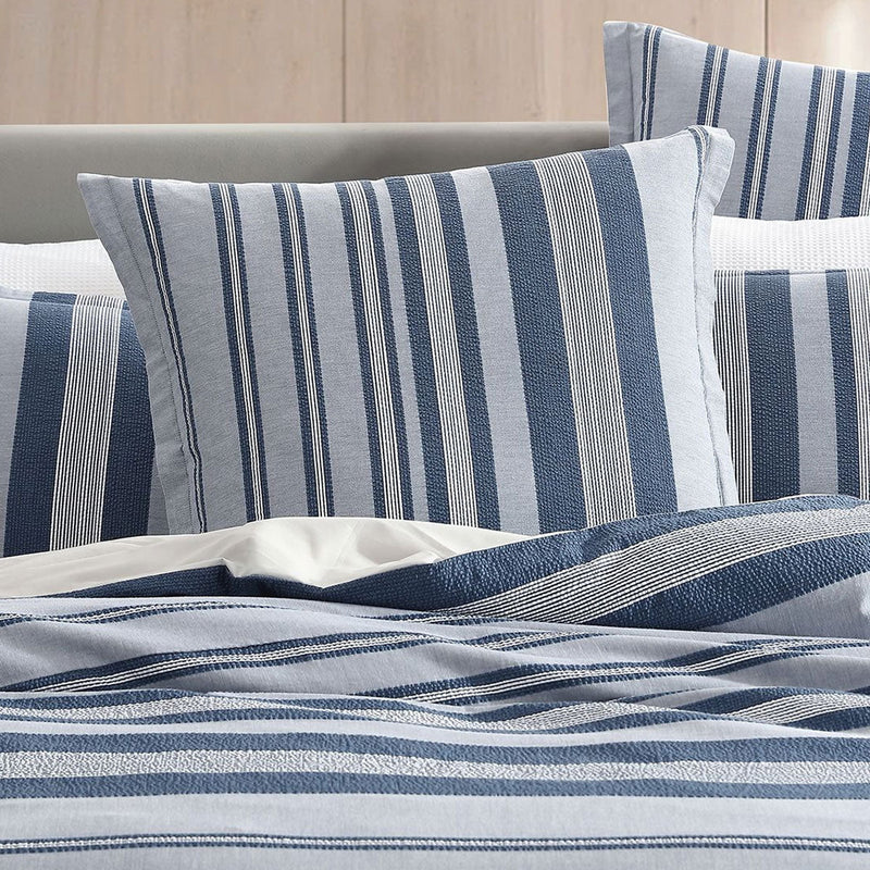 Platinum Collection Hunter Indigo 100% Cotton Seersucker Quilt Cover Set Super King Payday Deals