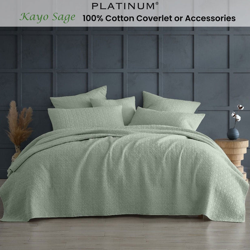 Platinum Collection Kayo Sage 100% Cotton Coverlet Queen/King Payday Deals