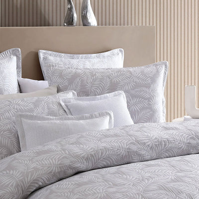 Platinum Collection Koko Silver Lightly Quilted Jacquard Quilt Cover Set King Payday Deals