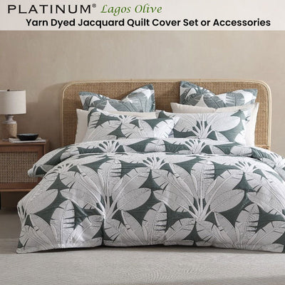 Platinum Collection Lagos Olive Yarn Dyed Jacquard Quilt Cover Set King Payday Deals