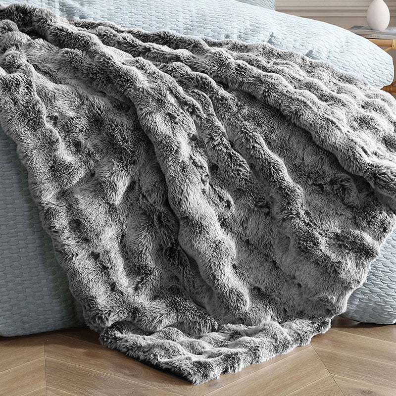 Platinum Collection Rabbit Fur Super Soft Throw Rug 127 x 152cm Payday Deals