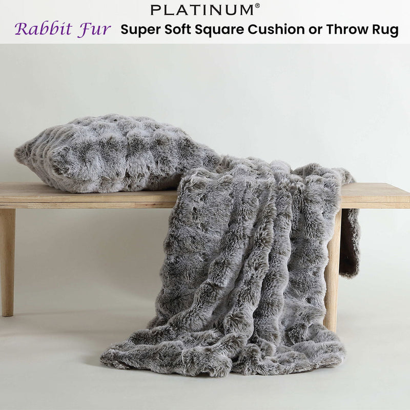 Platinum Collection Rabbit Fur Super Soft Throw Rug 127 x 152cm Payday Deals