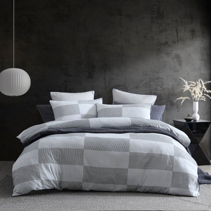 Platinum Collection Region Grey Polyester Cotton Jacquard Quilt Cover Set Super King Payday Deals