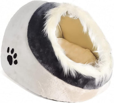 Plush Pet Bed Cave for Cat or Small Dogs Foldable Kennel in Beige Payday Deals