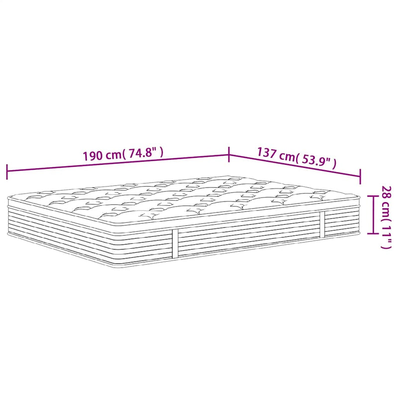 Pocket Spring Mattress Medium 137x190 cm Double Size Payday Deals