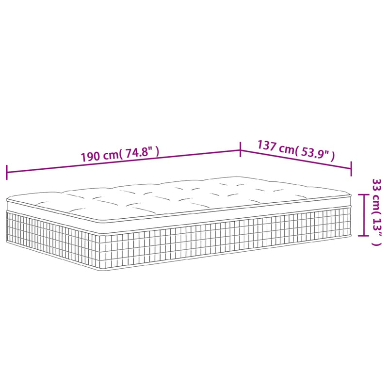 Pocket Spring Mattress Medium Firm 137x190 cm Payday Deals