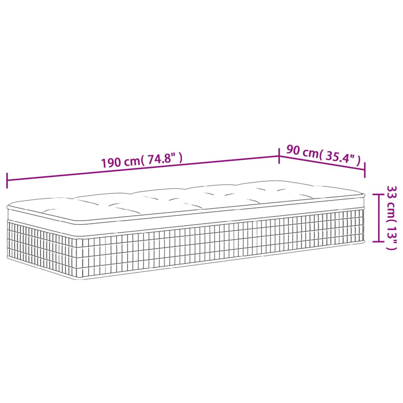 Pocket Spring Mattress Medium Firm 90x190 cm Payday Deals