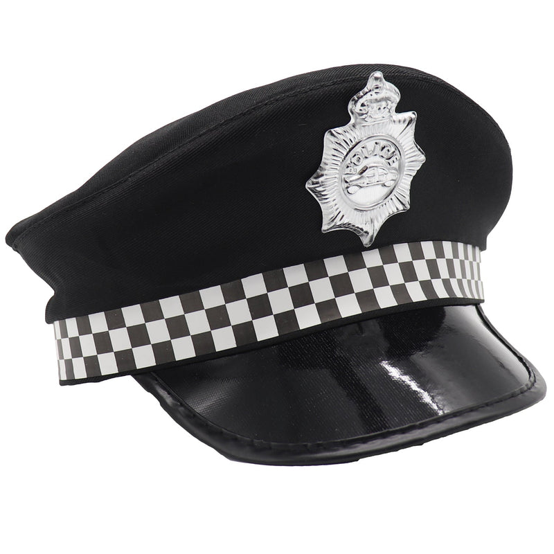 Police Officer Hat Cop Costume Party Cosplay Black Cap Badge Halloween Book Week Payday Deals