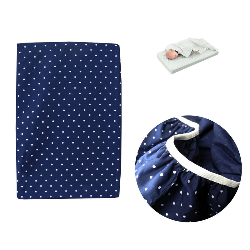 Polka Dot Navy Polyester Cotton Bassinet Fitted Sheet with a Flat Sheet Sewed Attached Payday Deals