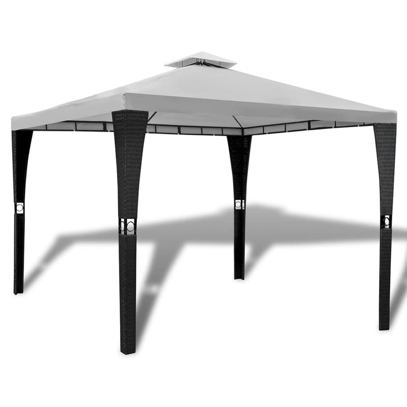 Poly Rattan Gazebo with Cream White Roof 3 x 3 m Payday Deals