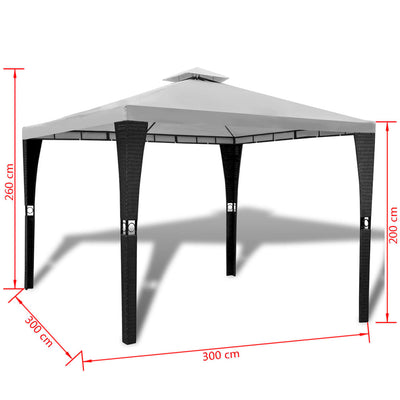 Poly Rattan Gazebo with Cream White Roof 3 x 3 m Payday Deals