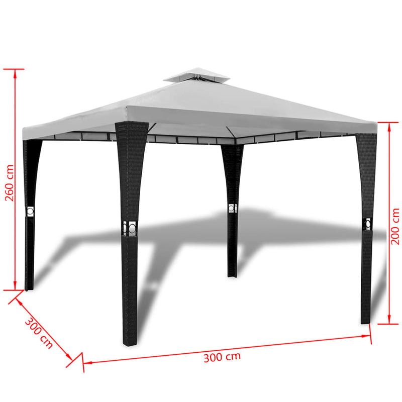 Poly Rattan Gazebo with Cream White Roof 3 x 3 m Payday Deals