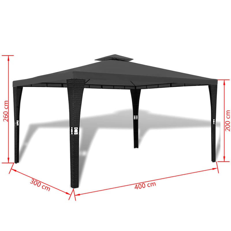 Poly Rattan Gazebo with Dark Grey Roof 3 x 4 m Payday Deals