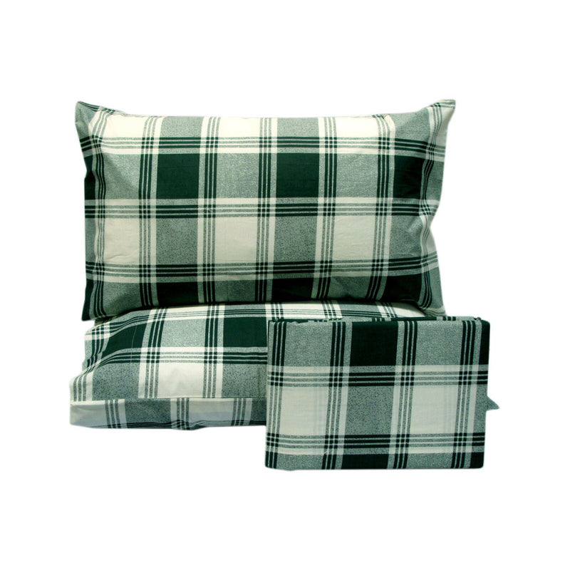 Polyester Cotton Checkered Green Quilt Cover Set King Payday Deals