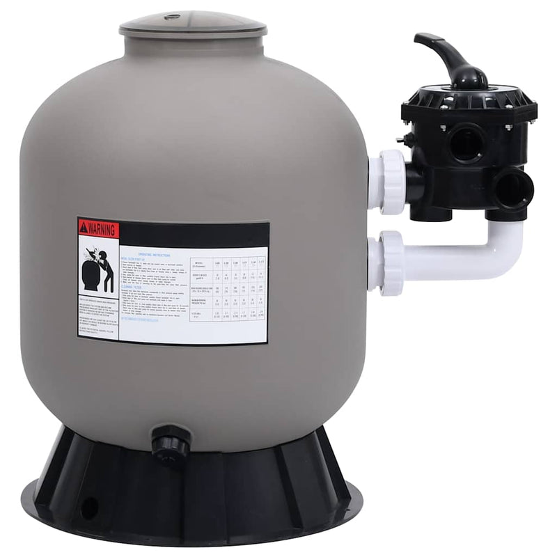 Pool Sand Filter with Side Mount 6-Way Valve Grey Payday Deals
