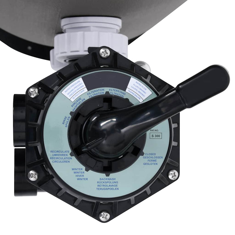 Pool Sand Filter with Side Mount 6-Way Valve Grey Payday Deals