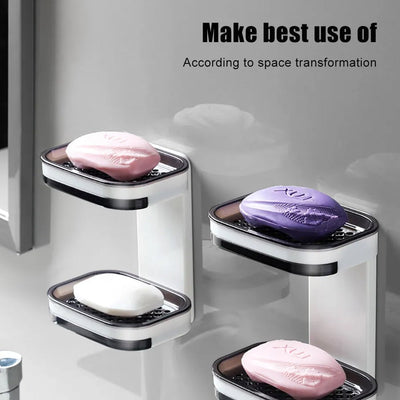 Portable Soap Holder Wall Storage Rack Organizer Bathroom Accessories Double Layer Holder Payday Deals