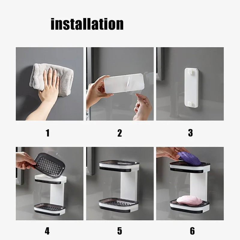 Portable Soap Holder Wall Storage Rack Organizer Bathroom Accessories Double Layer Holder Payday Deals