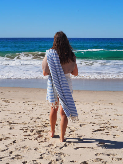 PORTSEA TURKISH COTTON TOWEL - SKY BLUE Payday Deals