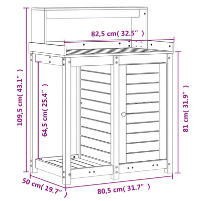 Potting Table with Shelves 82.5x50x109.5 cm Solid Wood Pine Payday Deals
