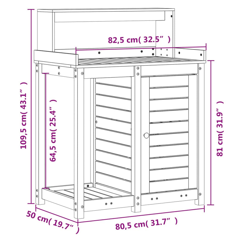 Potting Table with Shelves 82.5x50x109.5 cm Solid Wood Pine Payday Deals