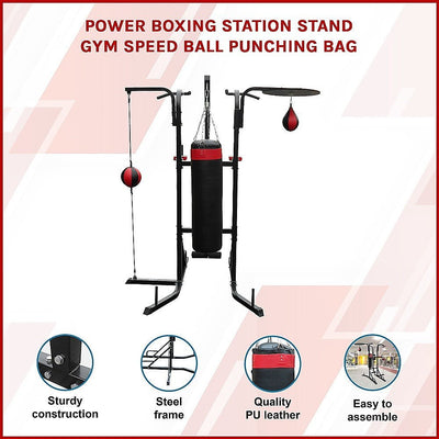 Power Boxing Station Stand Gym Speed Ball Punching Bag Payday Deals