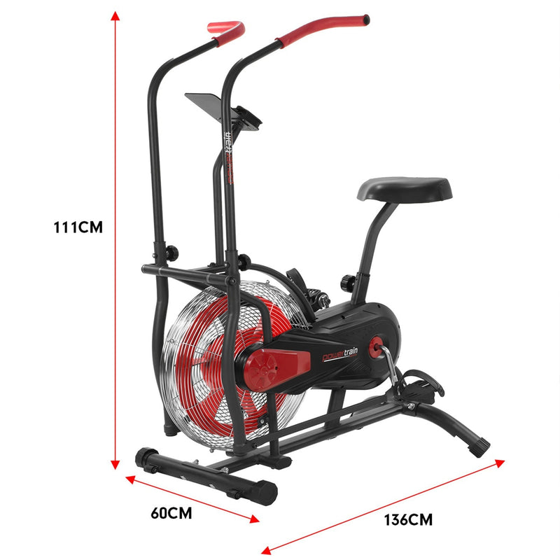 Powertrain Air Resistance Fan Exercise Bike for Cardio - Red Payday Deals