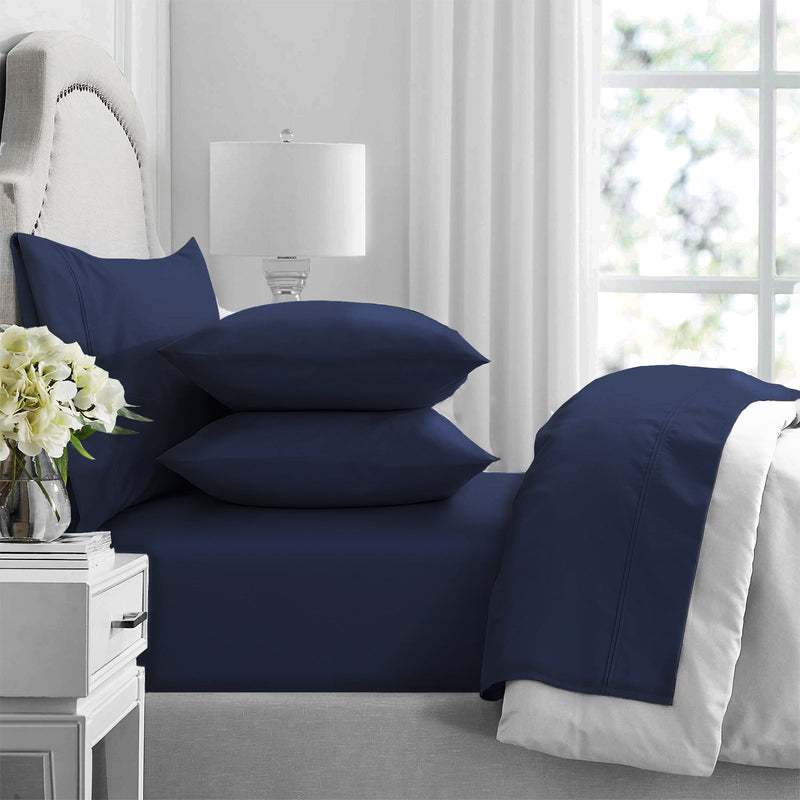 Premium 1000 Thread Count Egyptian Indigo Cotton Sheet Sets by Renee Taylor Mega King Payday Deals