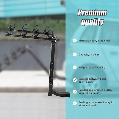 Premium 4-Bike Carrier Rack Hitch Mount Swing Down Bicycle Rack W/ 2" Receiver Payday Deals