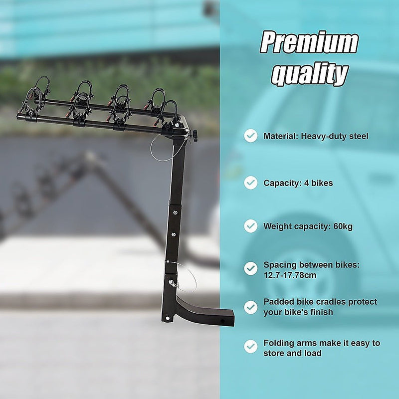 Premium 4-Bike Carrier Rack Hitch Mount Swing Down Bicycle Rack W/ 2" Receiver Payday Deals