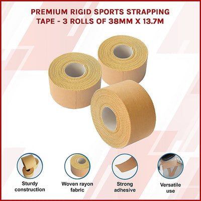 Premium Rigid Sports Strapping Tape - 3 Rolls of 38mm X 13.7M Payday Deals