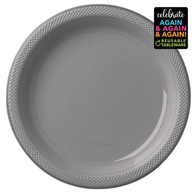 Premium Silver Lunch Dessert Cake Plastic Plates 20 Pack