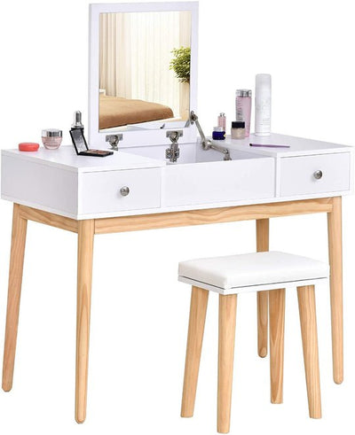 Princess White Dresser Table With Mirror, Stool And Storage Drawers Set Payday Deals