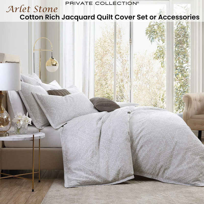 Private Collection Arlet Stone Cotton Rich Jacquard Quilt Cover Set King Payday Deals