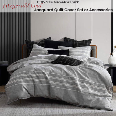 Private Collection Fitzgerald Coal Jacquard Quilt Cover Set King Payday Deals