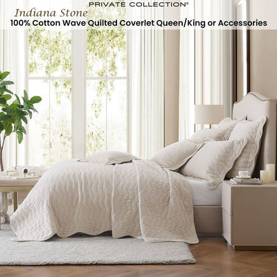 Private Collection Indiana Stone 100% Cotton Wave Quilted Coverlet Queen/King Payday Deals