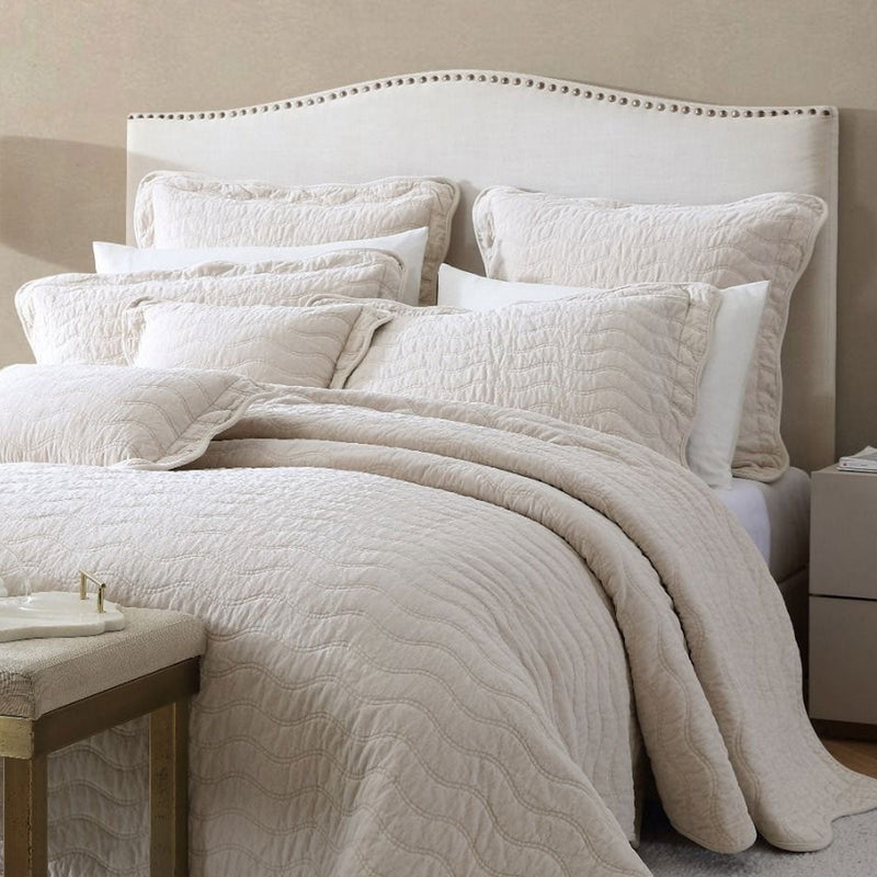 Private Collection Indiana Stone 100% Cotton Wave Quilted Coverlet Queen/King Payday Deals