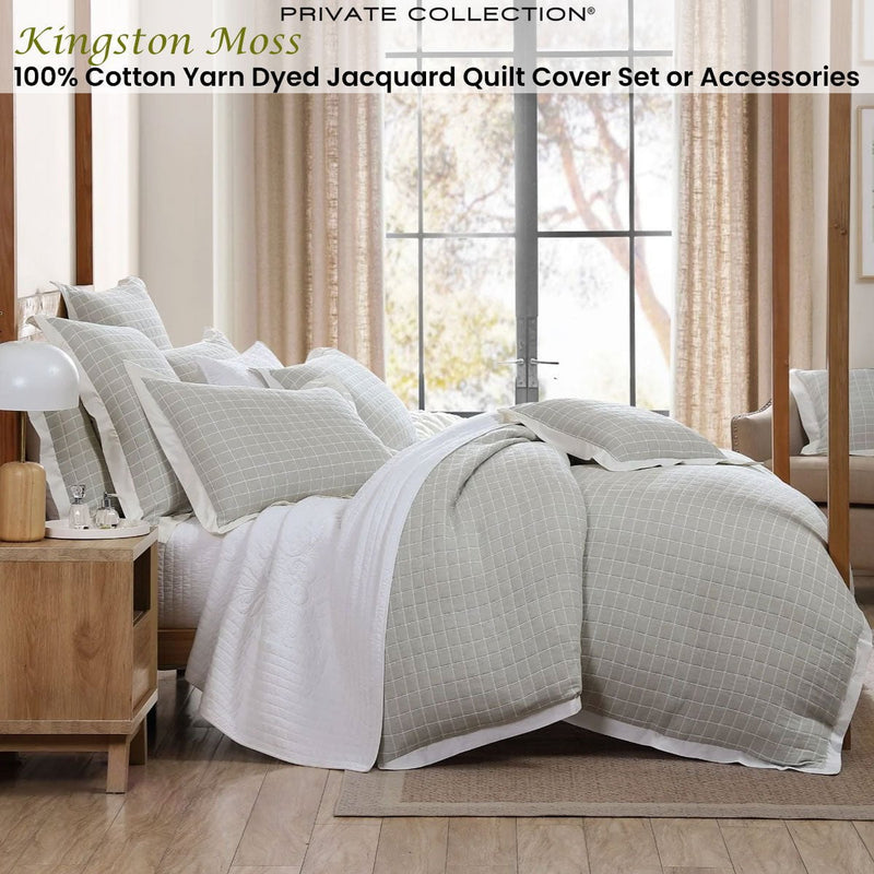 Private Collection Kingston Moss 100% Cotton Yarn Dyed Jacquard Quilt Cover Set King Payday Deals