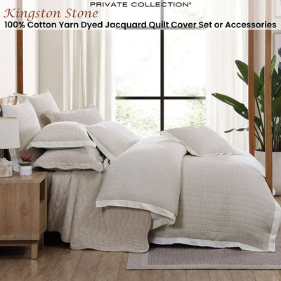 Private Collection Kingston Stone 100% Cotton Yarn Dyed Jacquard Quilt Cover Set King Payday Deals