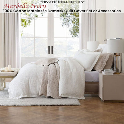 Private Collection Marbella Ivory 100% Cotton Matelasse Quilt Cover Set King Payday Deals