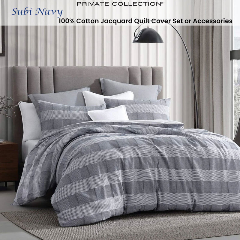 Private Collection Subi Navy Jacquard Quilt Cover Set King Payday Deals