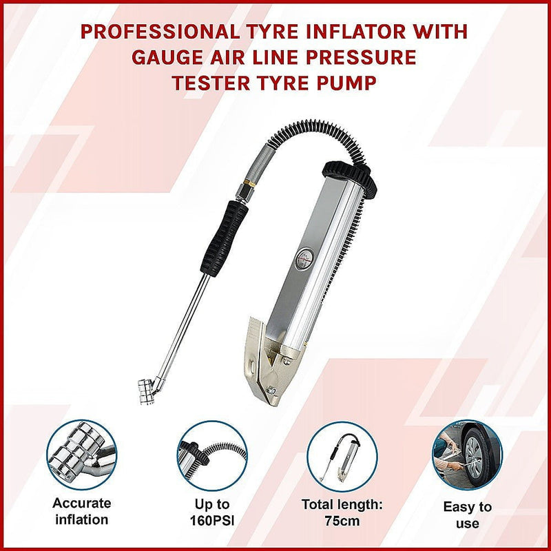 Professional Tyre Inflator with Gauge Air Line Pressure Tester Tyre Pump Payday Deals